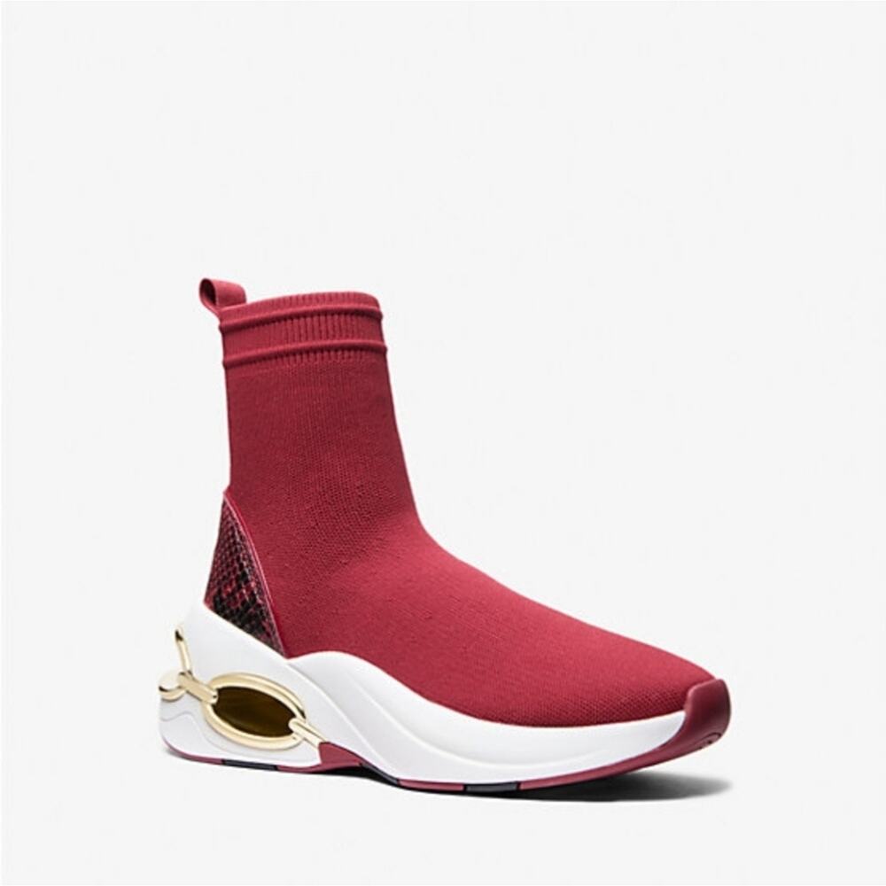 Michael Kors Toni Stretch Knit and Snake Embossed Leather Sock Sneaker 9M